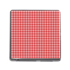 Plaid Red White Line Memory Card Reader (square) by Mariart