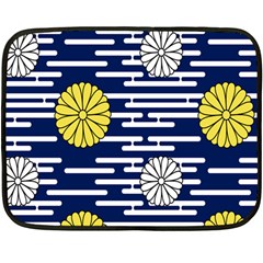 Sunflower Line Blue Yellpw Fleece Blanket (mini) by Mariart