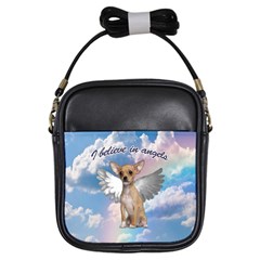 Angel Chihuahua Girls Sling Bags by Valentinaart