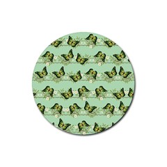 Green Butterflies Rubber Round Coaster (4 Pack)  by linceazul