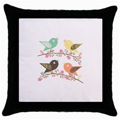 Four Birds Throw Pillow Case (black) by linceazul