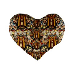 Lady Panda Goes Into The Starry Gothic Night Standard 16  Premium Heart Shape Cushions by pepitasart