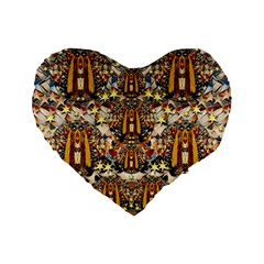 Lady Panda Goes Into The Starry Gothic Night Standard 16  Premium Flano Heart Shape Cushions by pepitasart