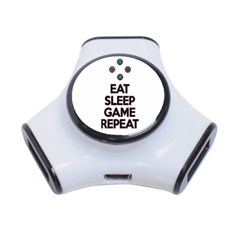 Eat Sleep Game Repeat 3-port Usb Hub by Valentinaart