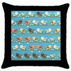 Assorted Birds Pattern Throw Pillow Case (black) by linceazul