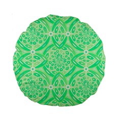 Kiwi Green Geometric Standard 15  Premium Round Cushions by linceazul