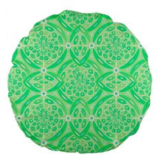 Kiwi Green Geometric Large 18  Premium Flano Round Cushions by linceazul