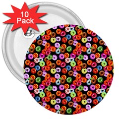 Colorful Yummy Donuts Pattern 3  Buttons (10 Pack)  by EDDArt