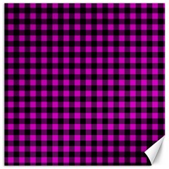 Lumberjack Fabric Pattern Pink Black Canvas 16  X 16   by EDDArt