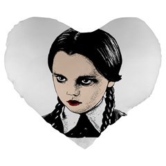 Wednesday Addams Large 19  Premium Flano Heart Shape Cushions by Valentinaart