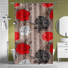 Flower Rose Red Black White Shower Curtain 48  X 72  (small)  by Mariart