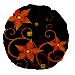 Star Leaf Orange Gold Red Black Flower Floral Large 18  Premium Round Cushions Back