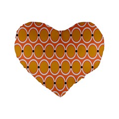 Orange Circle Polka Standard 16  Premium Heart Shape Cushions by Mariart