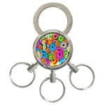 Circle Round Hole Rainbow 3-Ring Key Chains Front