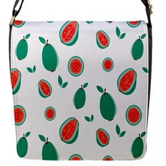 Fruit Green Red Guavas Leaf Flap Messenger Bag (s) by Mariart