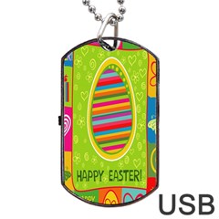 Happy Easter Butterfly Love Flower Floral Color Rainbow Dog Tag Usb Flash (one Side) by Mariart