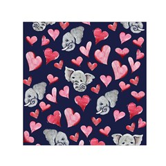 Elephant Lover Hearts Elephants Small Satin Scarf (square) by BubbSnugg