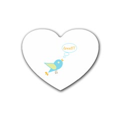 Cute Tweet Rubber Coaster (heart)  by linceazul