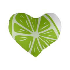 Gerald Lime Green Standard 16  Premium Heart Shape Cushions by Mariart