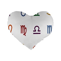 Twelve Signs Zodiac Color Star Standard 16  Premium Heart Shape Cushions by Mariart