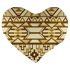 Geometric Seamless Aztec Gold Large 19  Premium Flano Heart Shape Cushions by Mariart