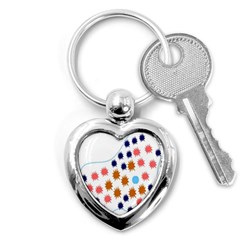 Island Top View Good Plaid Spot Star Key Chains (heart)  by Mariart