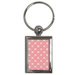 Sunflower Star White Pink Chevron Wave Polka Key Chains (rectangle)  by Mariart