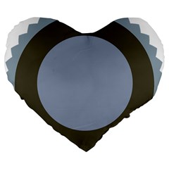 Circle Round Grey Blue Large 19  Premium Flano Heart Shape Cushions by Mariart