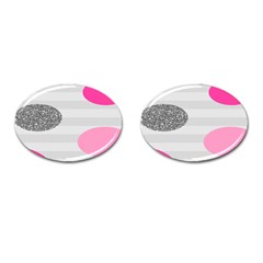 Polkadot Circle Round Line Red Pink Grey Diamond Cufflinks (oval) by Mariart