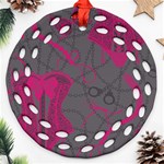 Pink Black Handcuffs Key Iron Love Grey Mask Sexy Round Filigree Ornament (Two Sides) Front