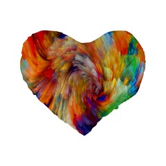 Rainbow Color Splash Standard 16  Premium Heart Shape Cushions by Mariart