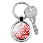 Love Heart Butterfly Pink Leaf Flower Key Chains (Round)  Front