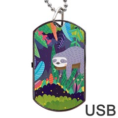 Sloth In Nature Dog Tag Usb Flash (one Side) by Mjdaluz