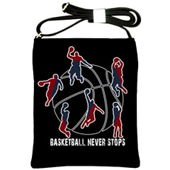 Basketball Never Stops Shoulder Sling Bags by Valentinaart