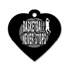 Basketball Never Stops Dog Tag Heart (two Sides) by Valentinaart