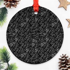 Linear Abstract Black And White Ornament (round) by dflcprints