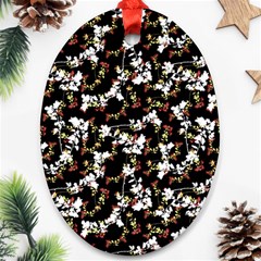 Dark Chinoiserie Floral Collage Pattern Ornament (oval) by dflcprints