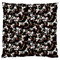 Dark Chinoiserie Floral Collage Pattern Large Flano Cushion Case (one Side) by dflcprints