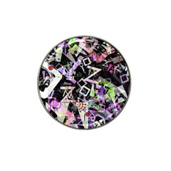 Chaos With Letters Black Multicolored Hat Clip Ball Marker by EDDArt