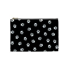 Footprints Dog White Black Cosmetic Bag (medium)  by EDDArt