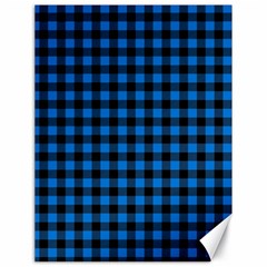 Lumberjack Fabric Pattern Blue Black Canvas 18  X 24   by EDDArt