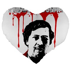 Pablo Escobar  Large 19  Premium Flano Heart Shape Cushions by Valentinaart