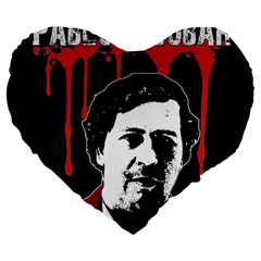 Pablo Escobar  Large 19  Premium Flano Heart Shape Cushions by Valentinaart