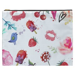 Hand Painted Summer Background  Cosmetic Bag (xxxl)  by TastefulDesigns