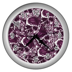 Skull Pattern Wall Clocks (silver)  by ValentinaDesign