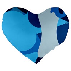 Blue Polka Large 19  Premium Heart Shape Cushions by Mariart