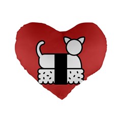 Sushi Cat Japanese Food Standard 16  Premium Heart Shape Cushions by Mariart