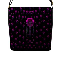Wonderful Jungle Flowers In The Dark Flap Messenger Bag (l)  by pepitasart