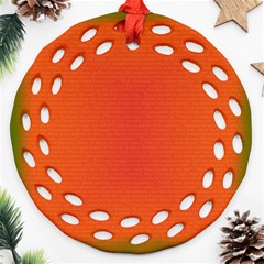 Scarlet Pimpernel Writing Orange Green Ornament (round Filigree) by Mariart