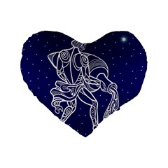 Aquarius Zodiac Star Standard 16  Premium Heart Shape Cushions by Mariart